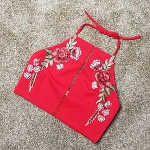 Floral red top